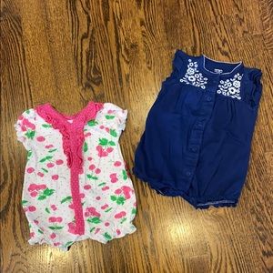 Bundle 2 Onesie Rompers Baby Girl 3 month Carter’s
